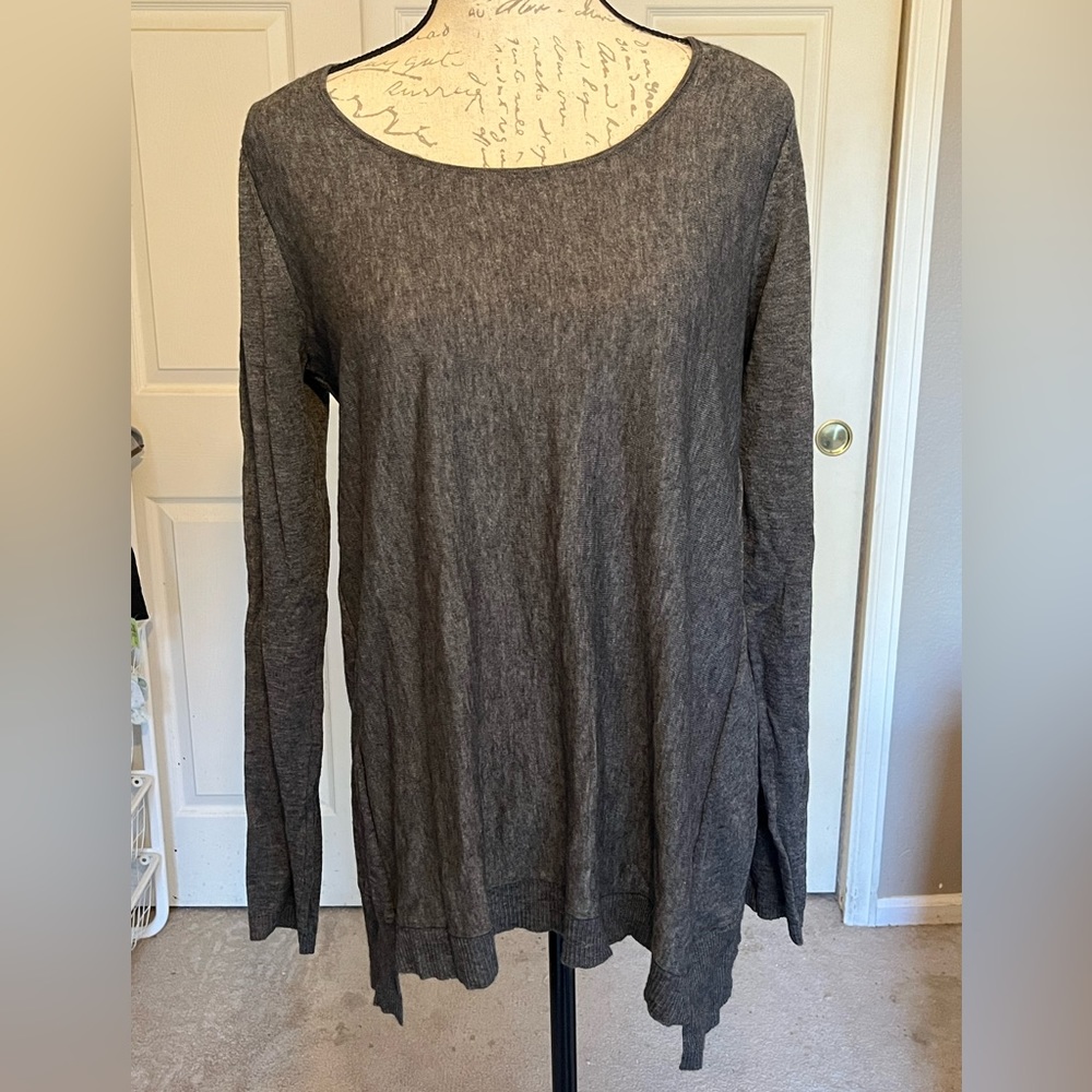 Eileen Fisher Lightweight Tencel Lyocel Blend Merino Alpaca Gray Medium